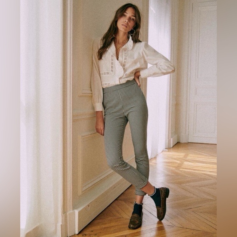 Sezane Checkered Clara Trousers